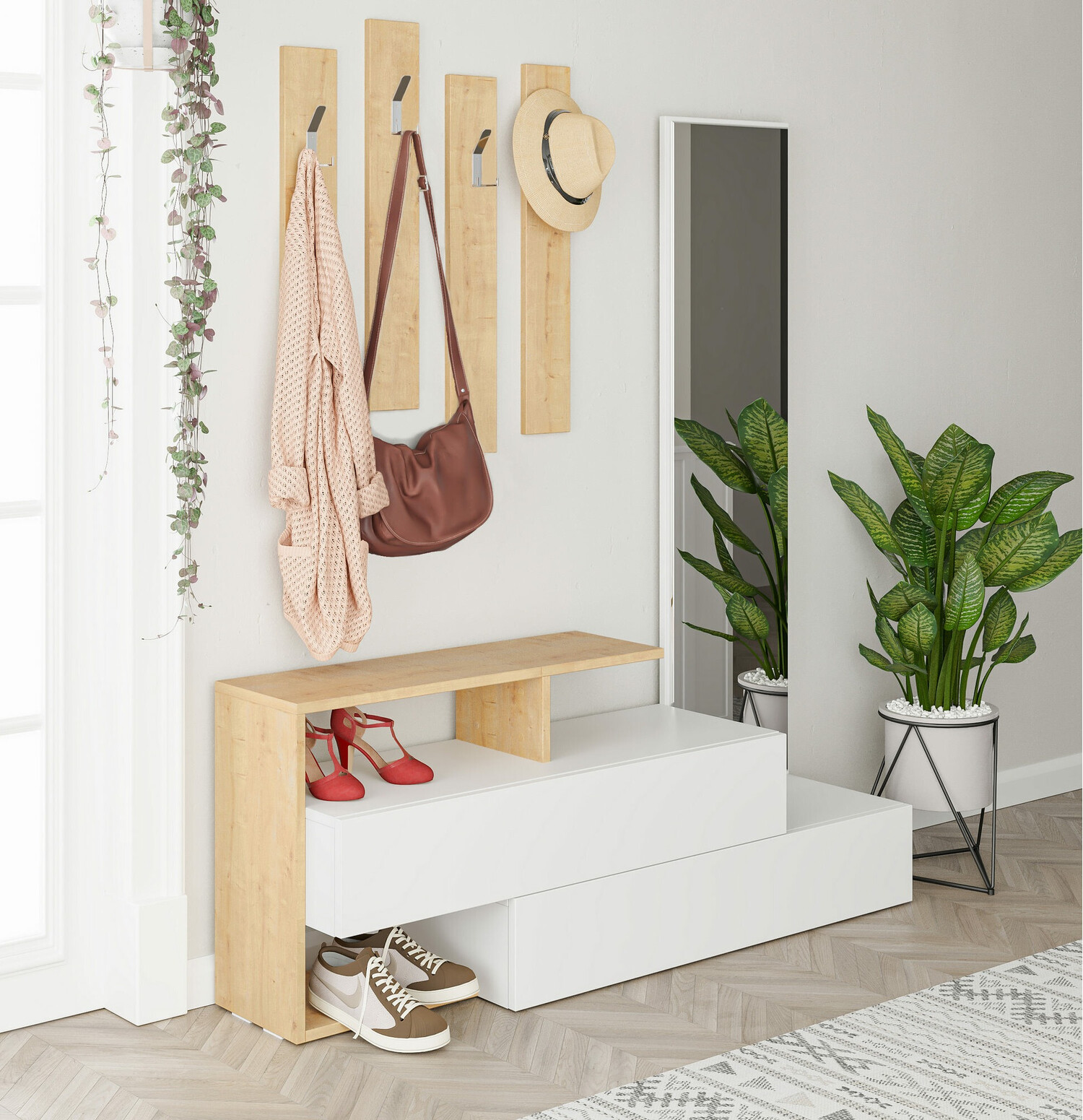 Прихожая Kailua 502 (Белый + Дуб)