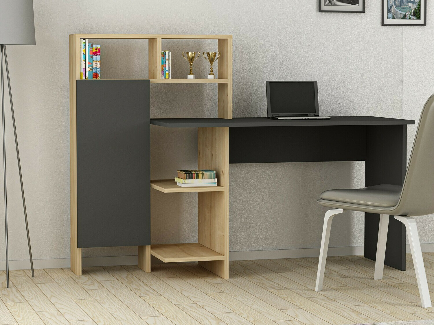 Письменный cтол Kailua 594 (Антрацит + Дуб)