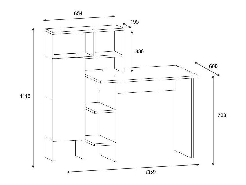 Письменный cтол Kailua 594 (Антрацит + Дуб)