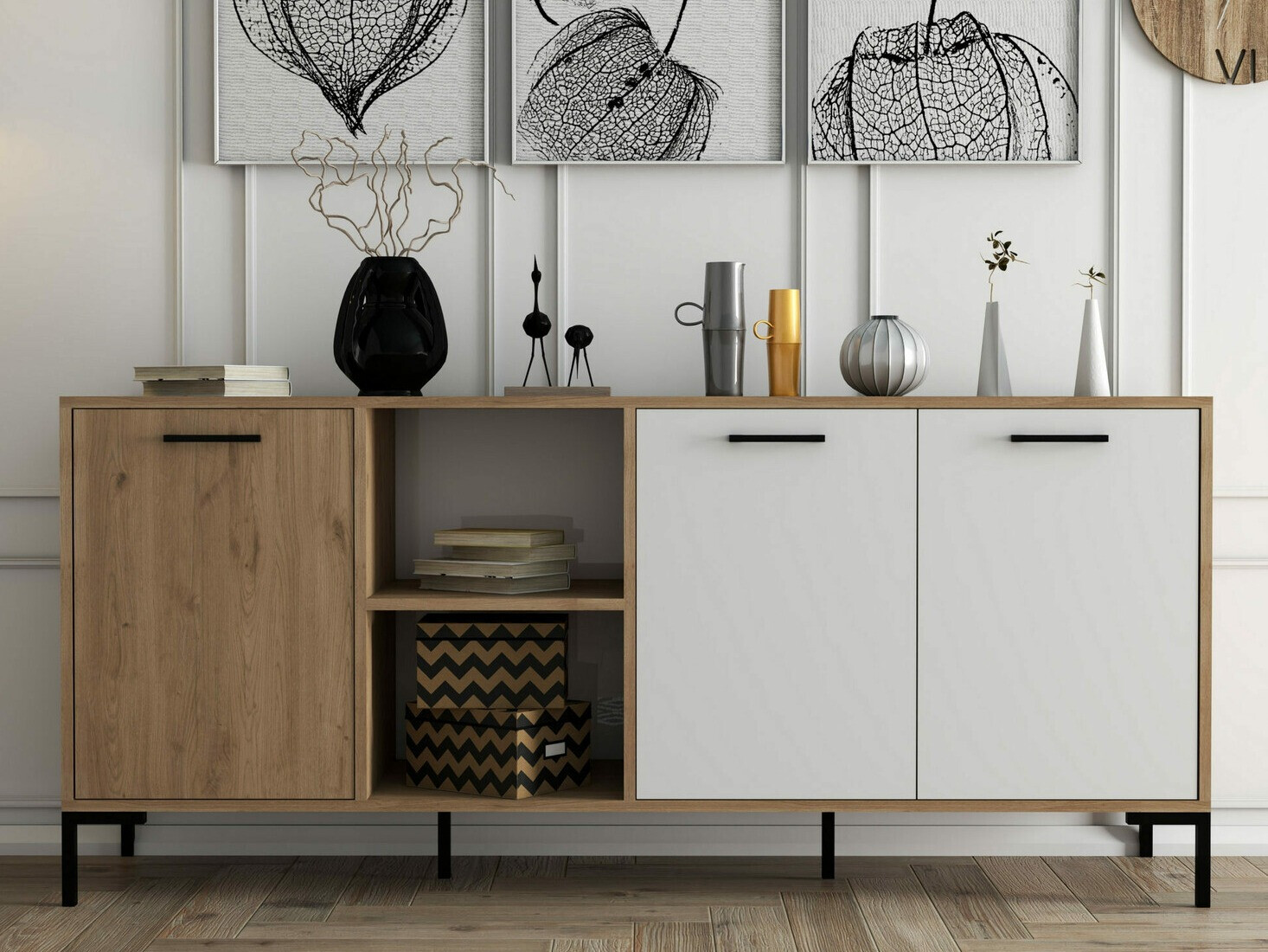 Skapis Nolcava 101 (Balts + Ozols)