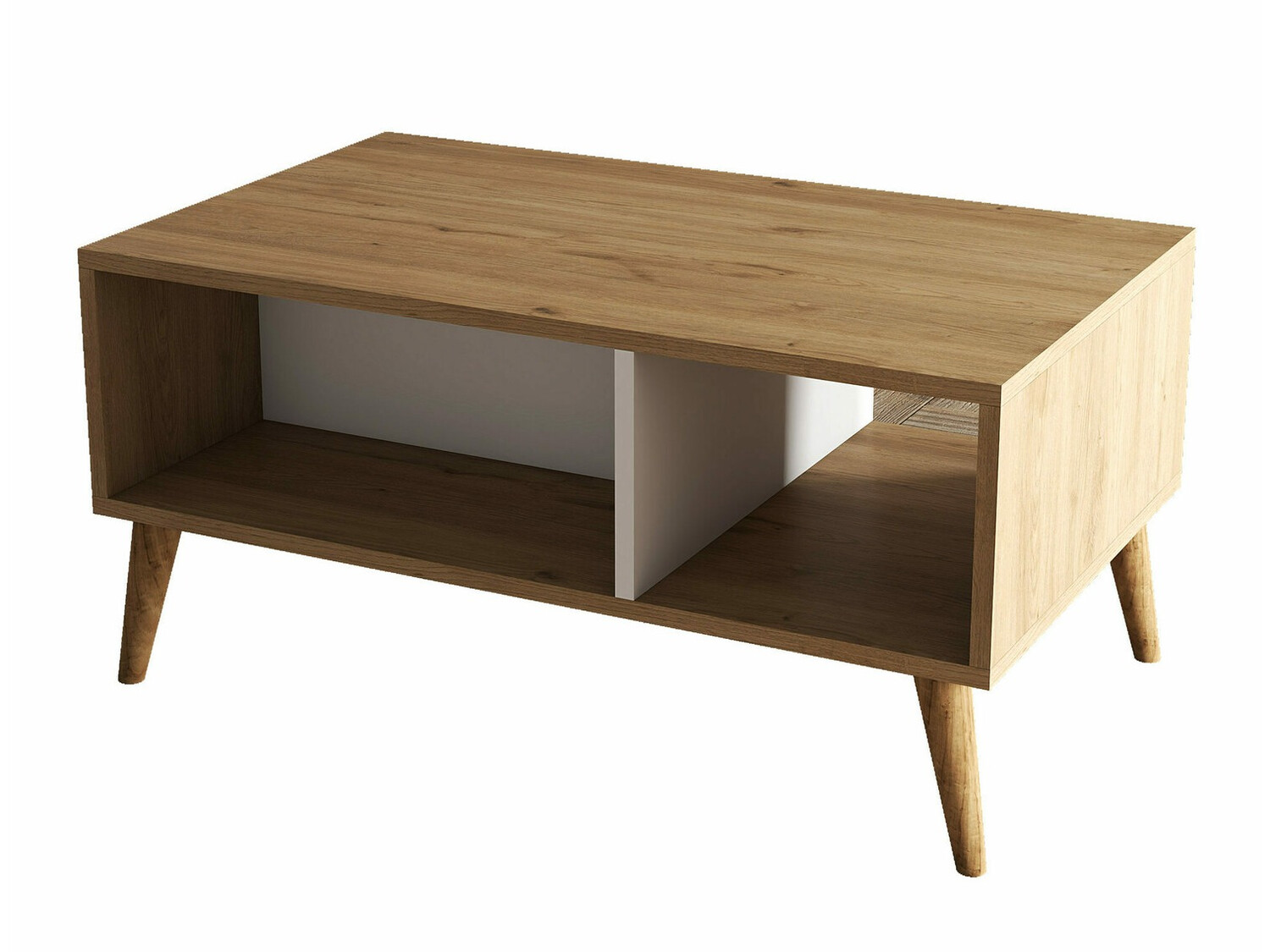 Žurnālu galdiņš Nolcava 104 (Balts + Ozols)