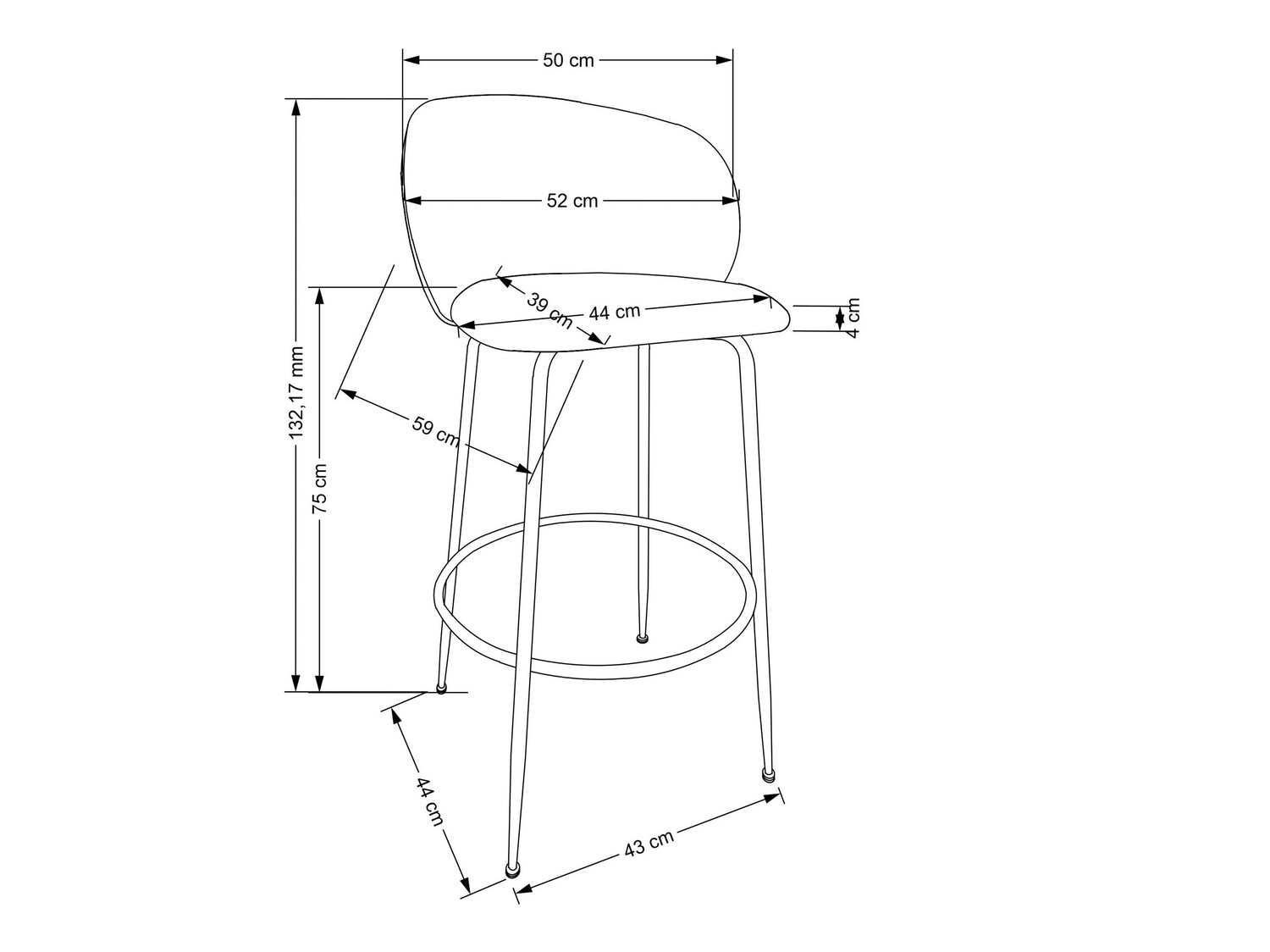 Bāra krēsls Houston 1554 (Krēms + Zelta)
