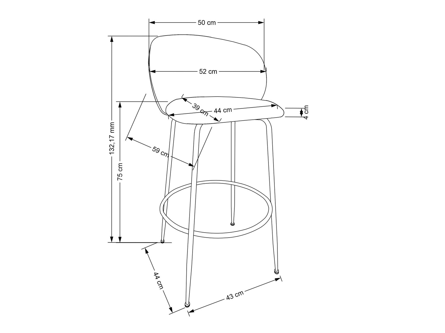 Барный стул Houston 1554 (Серый + Золотой)
