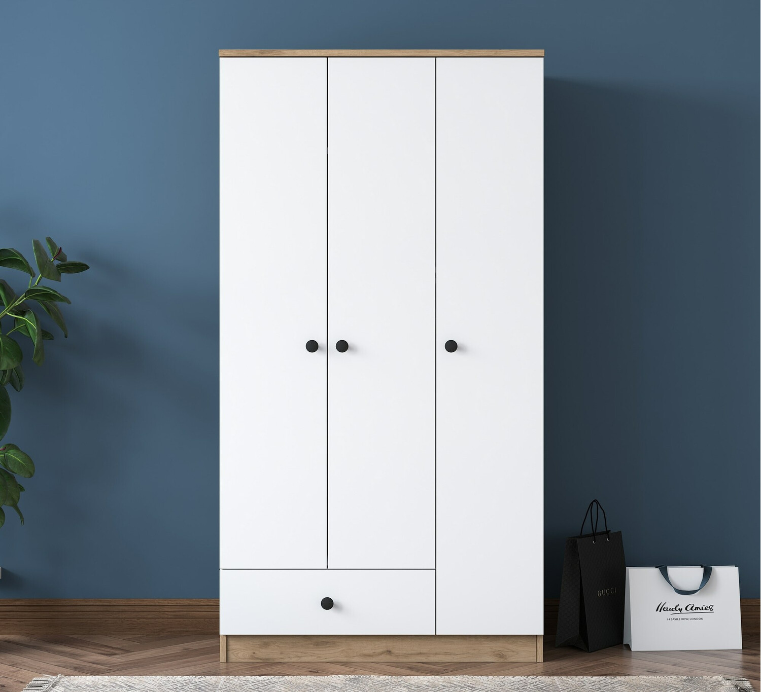 Шкаф Kailua 661 (Белый + Грецкий орех)