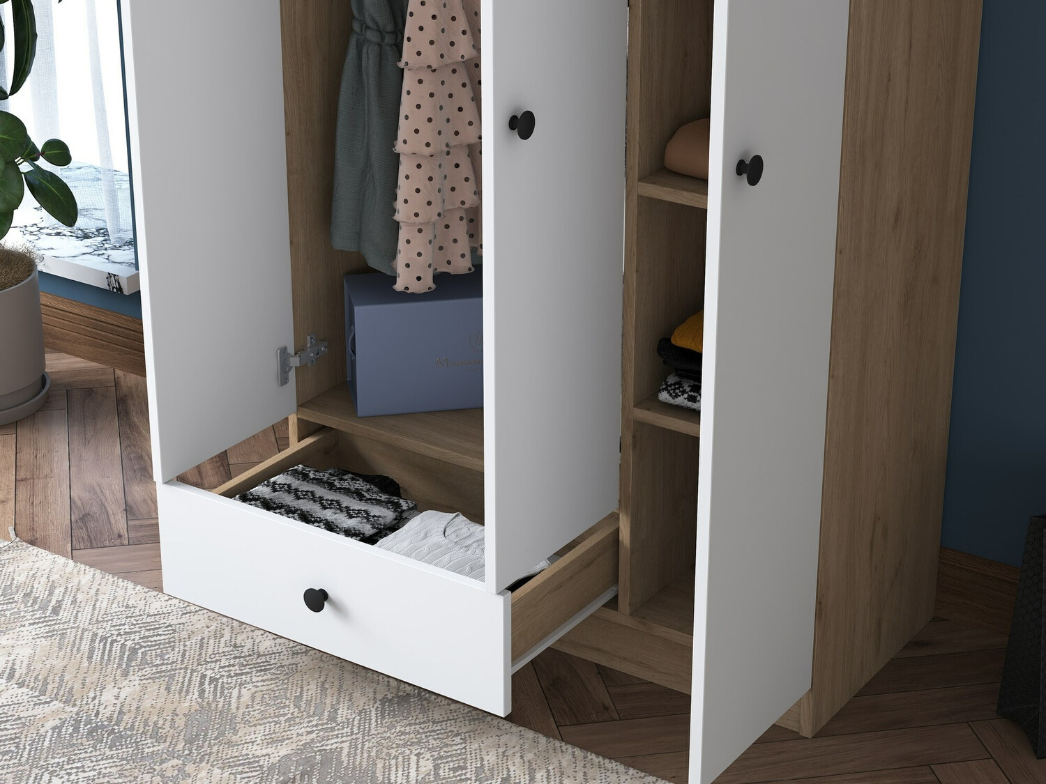 Skapis Kailua 661 (Balts + Riekstkoks)