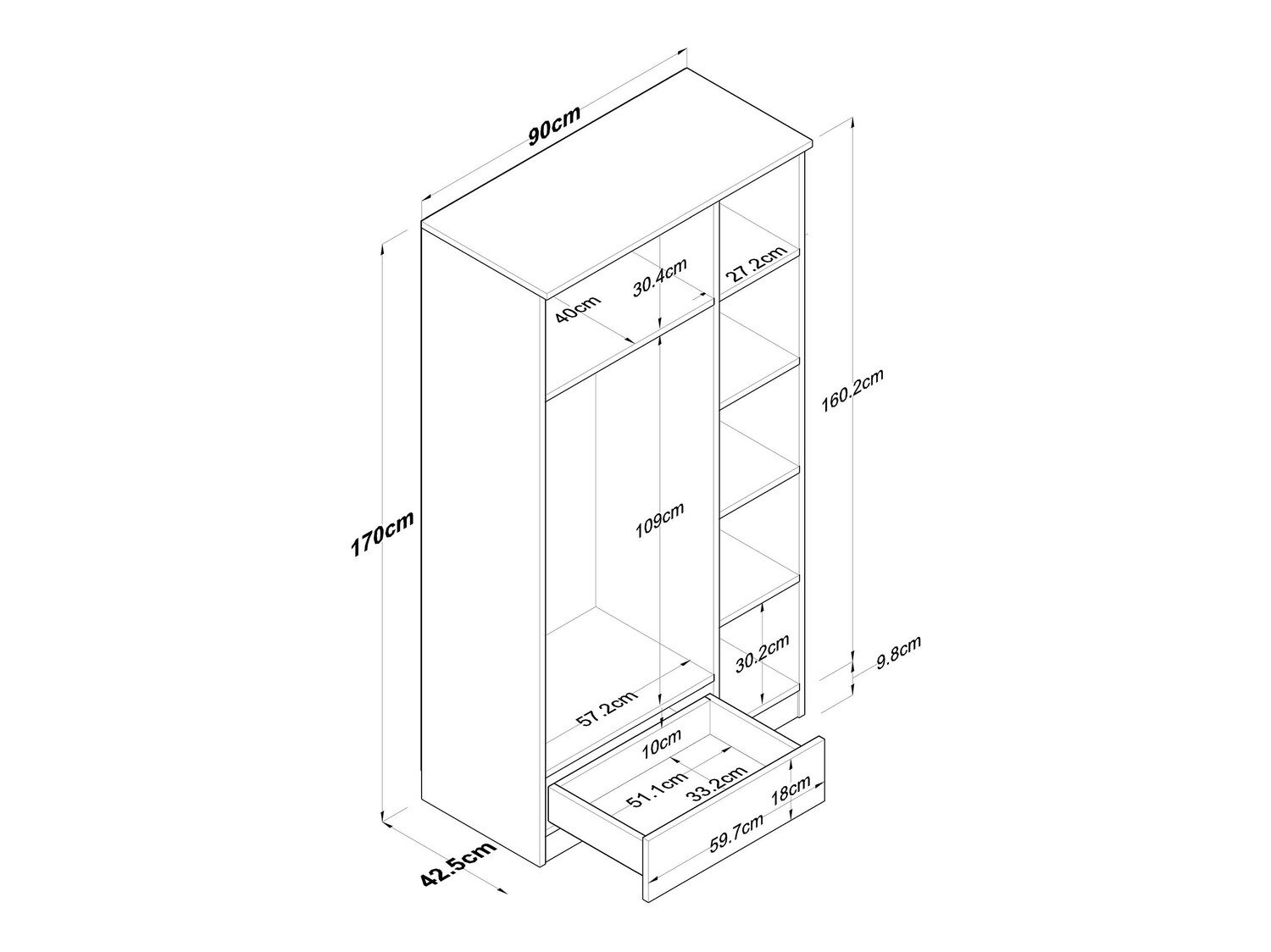 Skapis Kailua 661 (Balts + Riekstkoks)