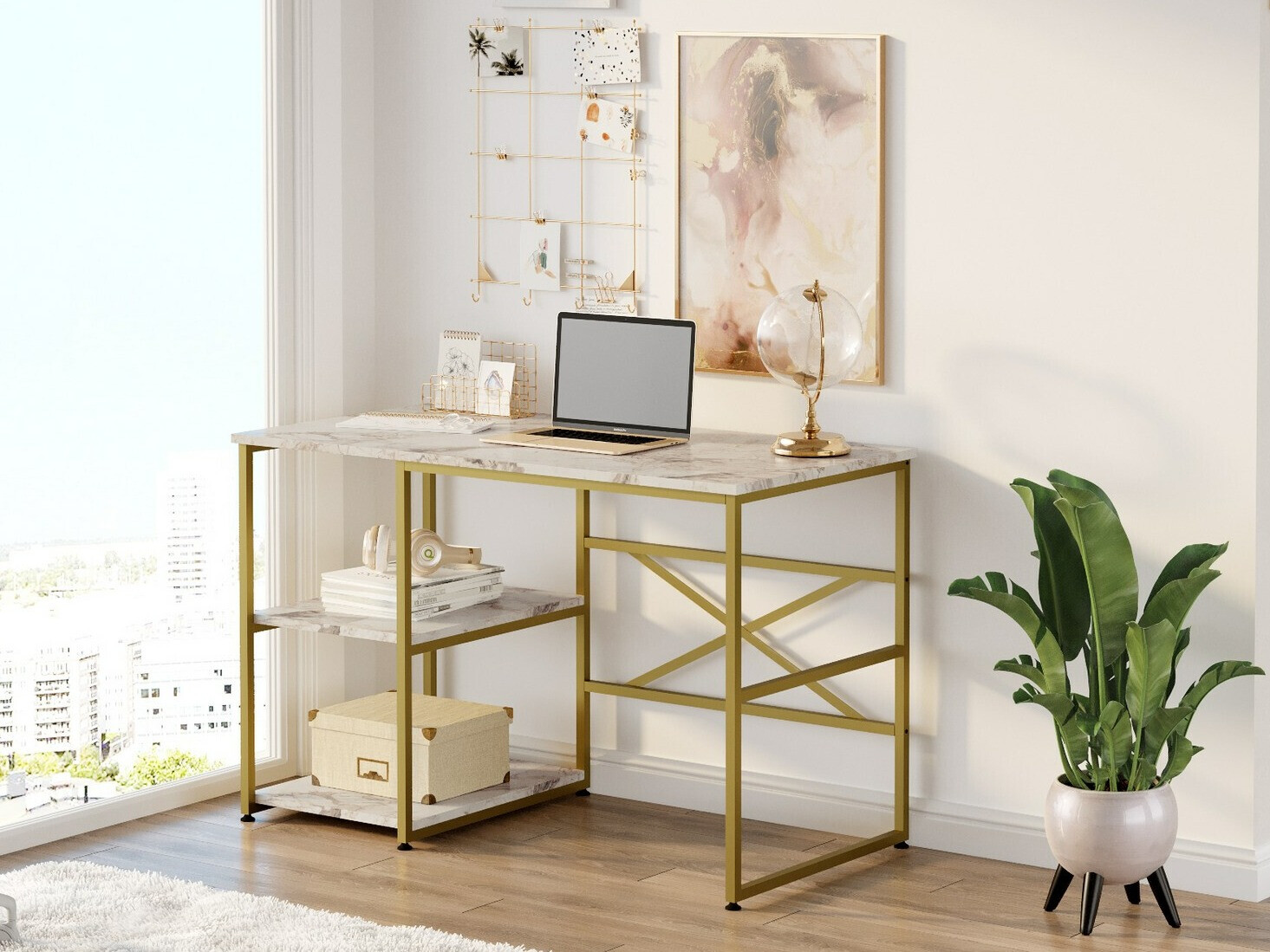 Rakstāmgalds Kailua 668 (Zelta + Balts marmors)