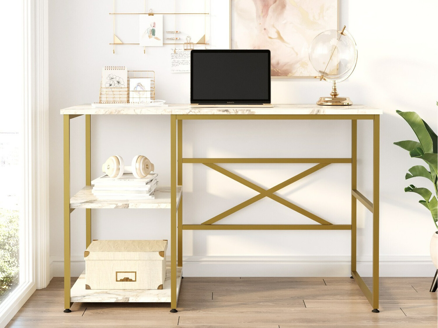 Rakstāmgalds Kailua 668 (Zelta + Balts marmors)