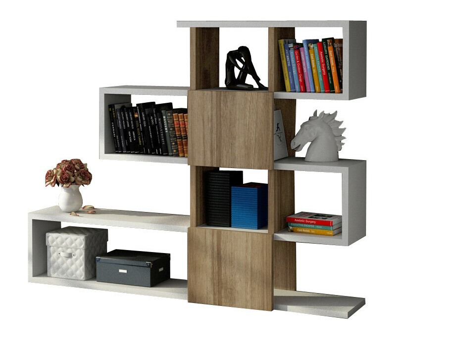 Стеллаж Kailua 677 (Белый + Орех)