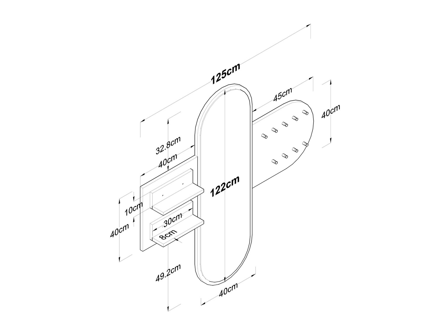 Вешалка Kailua 745 (Белый + Грецкий орех)