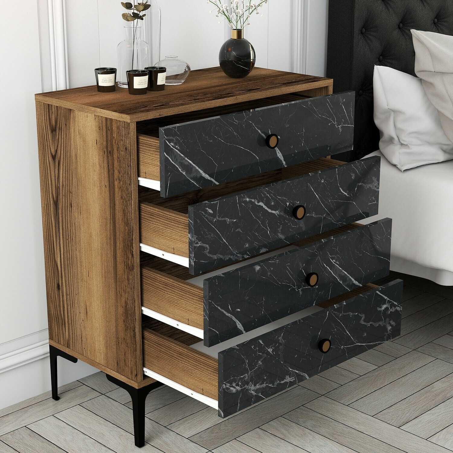 Kомод Kailua 771 (Грецкий орех + Чёрный)