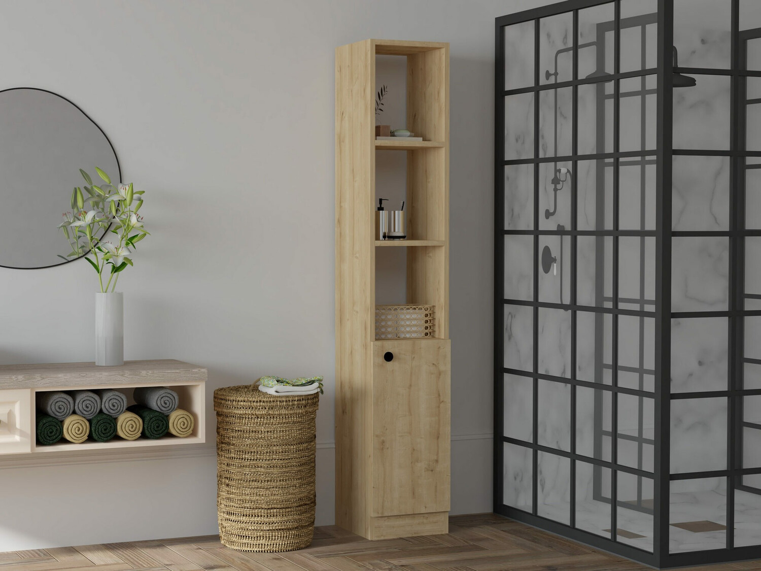 Stāvošs vannas skapītis Kailua 2599 (Gaiši brūns)