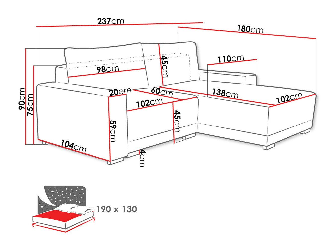 Stūra dīvāns Columbus 204 (Tilia 01)