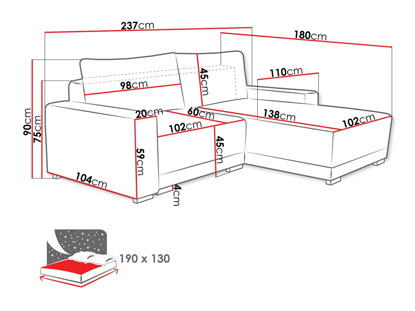 Stūra dīvāns Columbus 204 (Tilia 90)