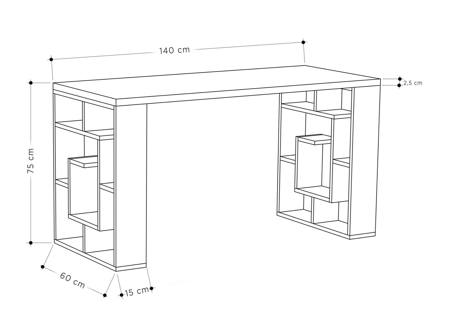 Rakstāmgalds Kailua 813 (Balts + Tumšs ozols)