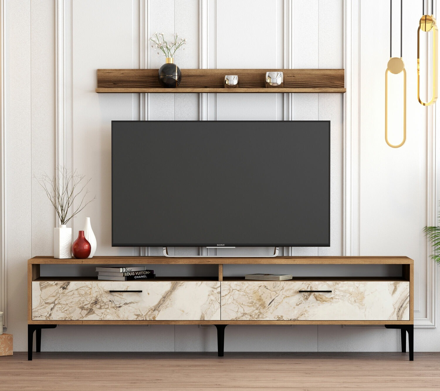 Набор для гостиной Kailua 857 (Грецкий орех + Белый мрамор)