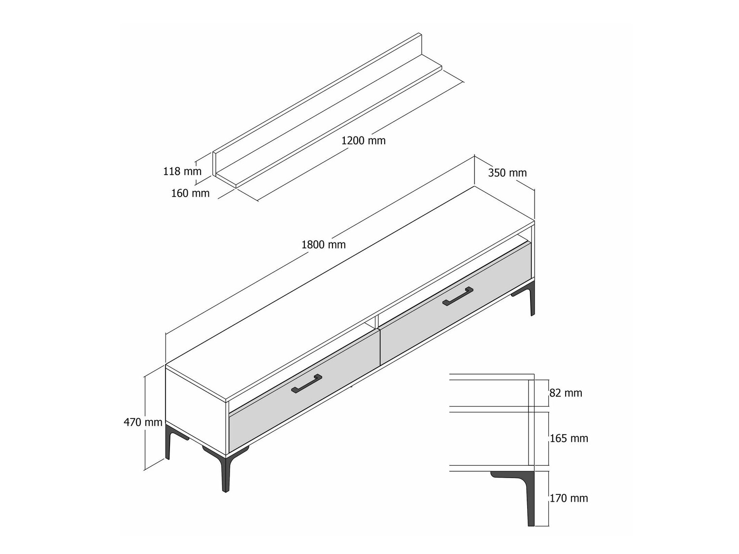 Набор для гостиной Kailua 857 (Грецкий орех + Черный мрамор)