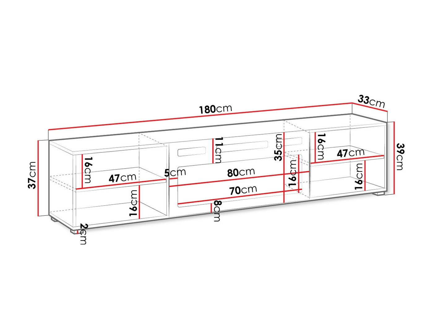 TV galds Charlotte 190 (Balts)