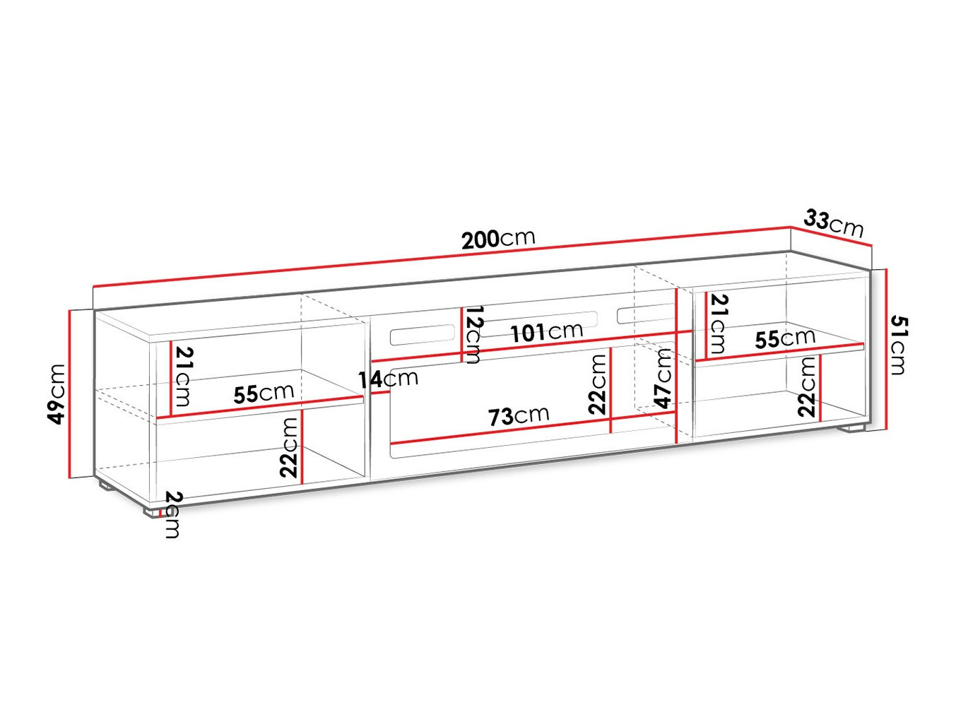 TV galds Charlotte 191 (Melns)
