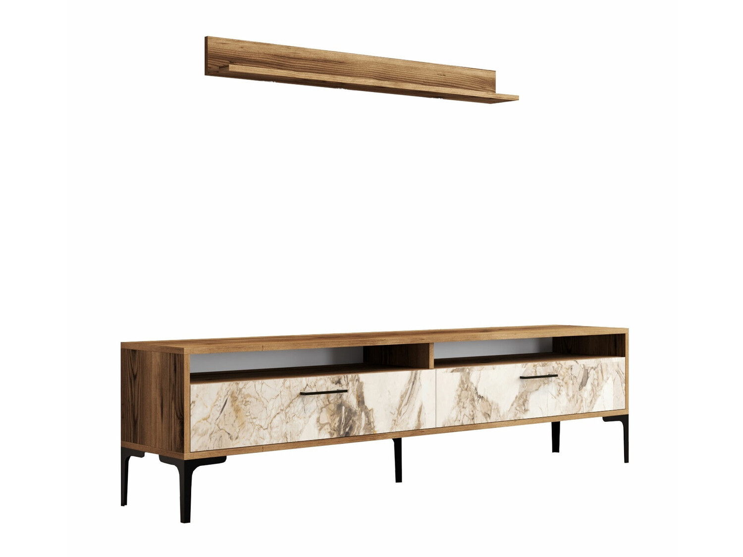 Viesistabas komplekts Kailua 857 (Riekstkoks + Balts marmors)