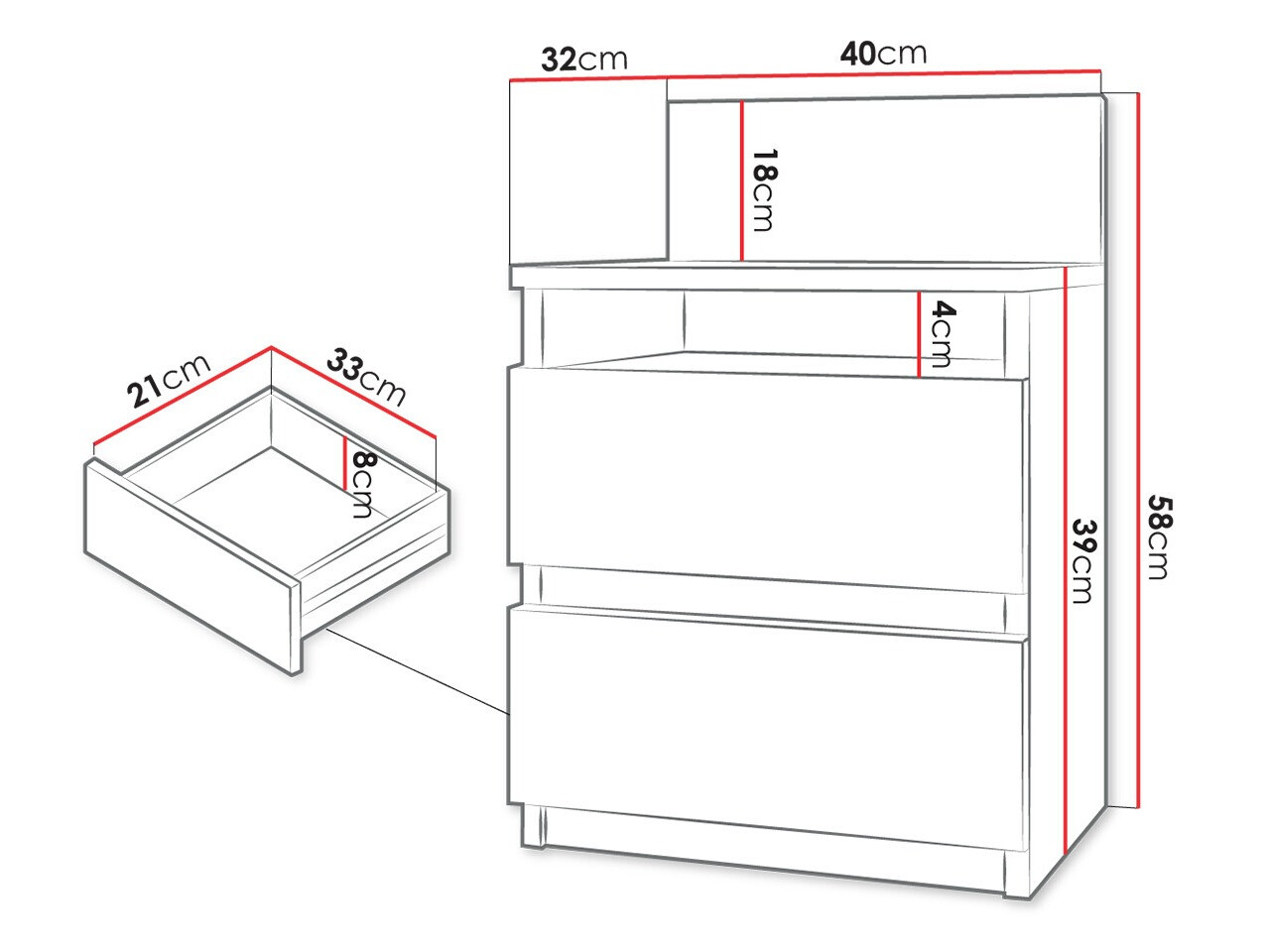 Naktsgaldiņš Comfivo 157 (Balts)