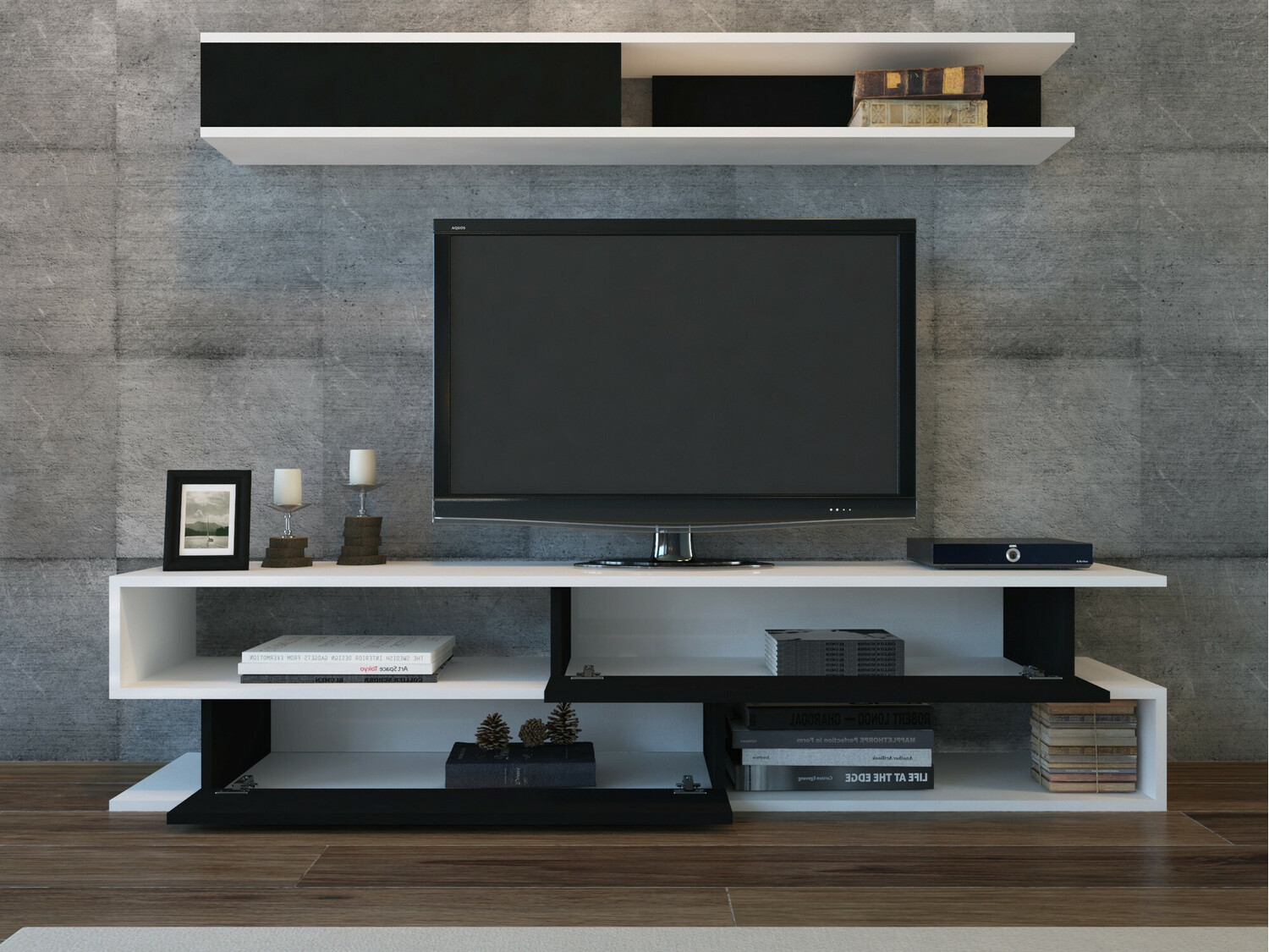 Viesistabas komplekts Kailua 904 (Melns + Balts)