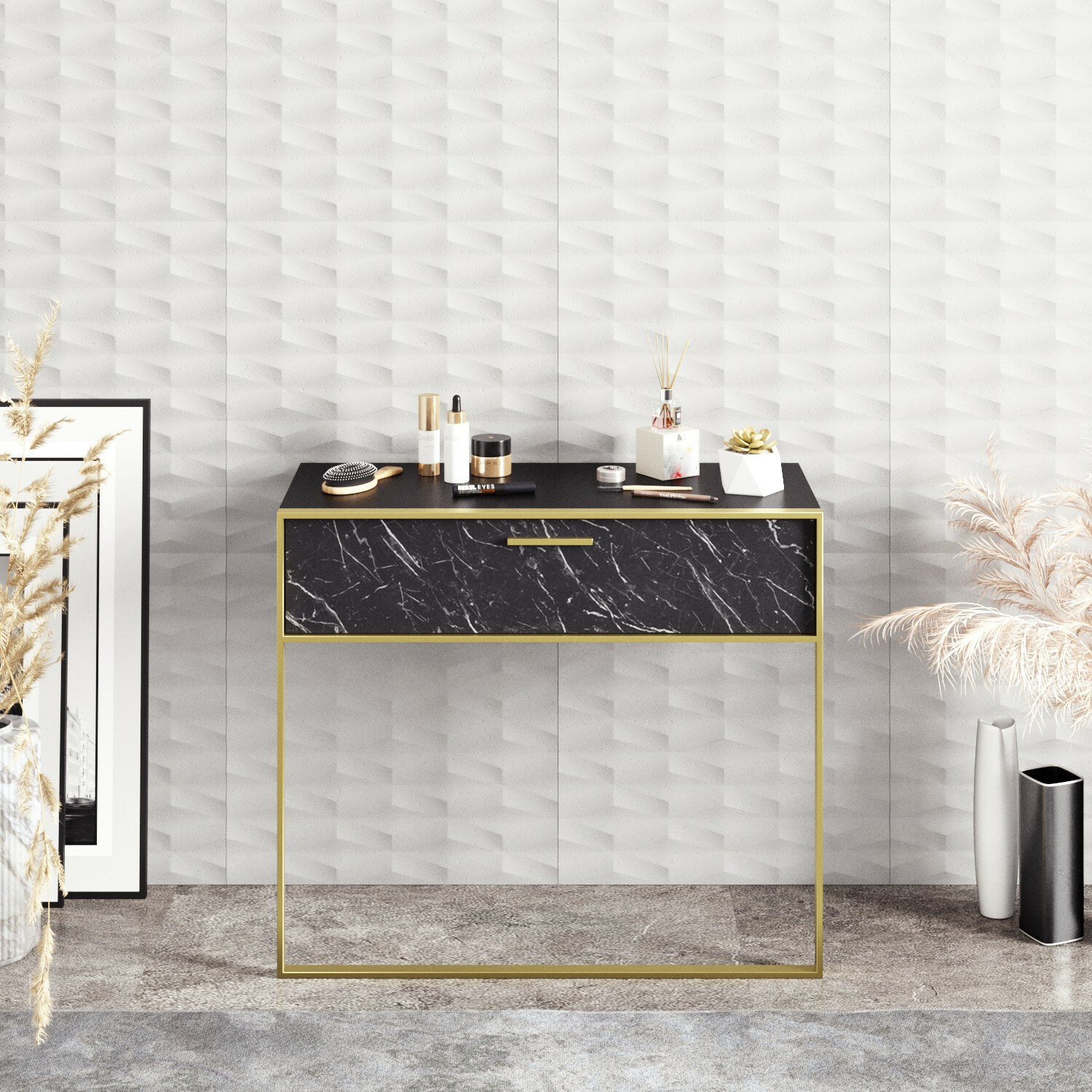 Консоль Kailua 907 (Чёрный + Черный мрамор)