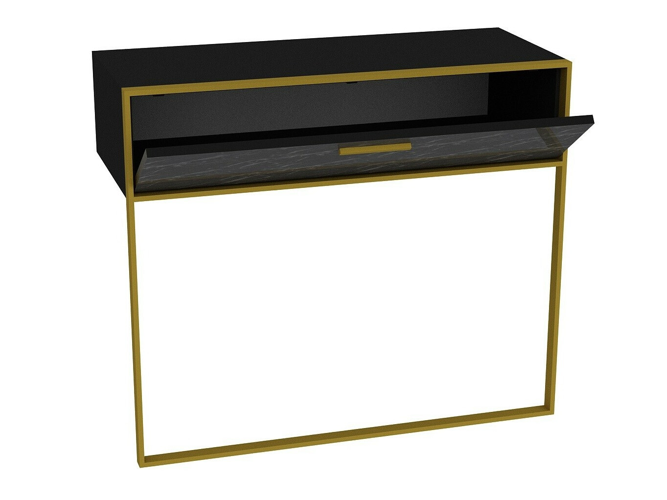 Konsole Kailua 907 (Melns + Melnais marmors)