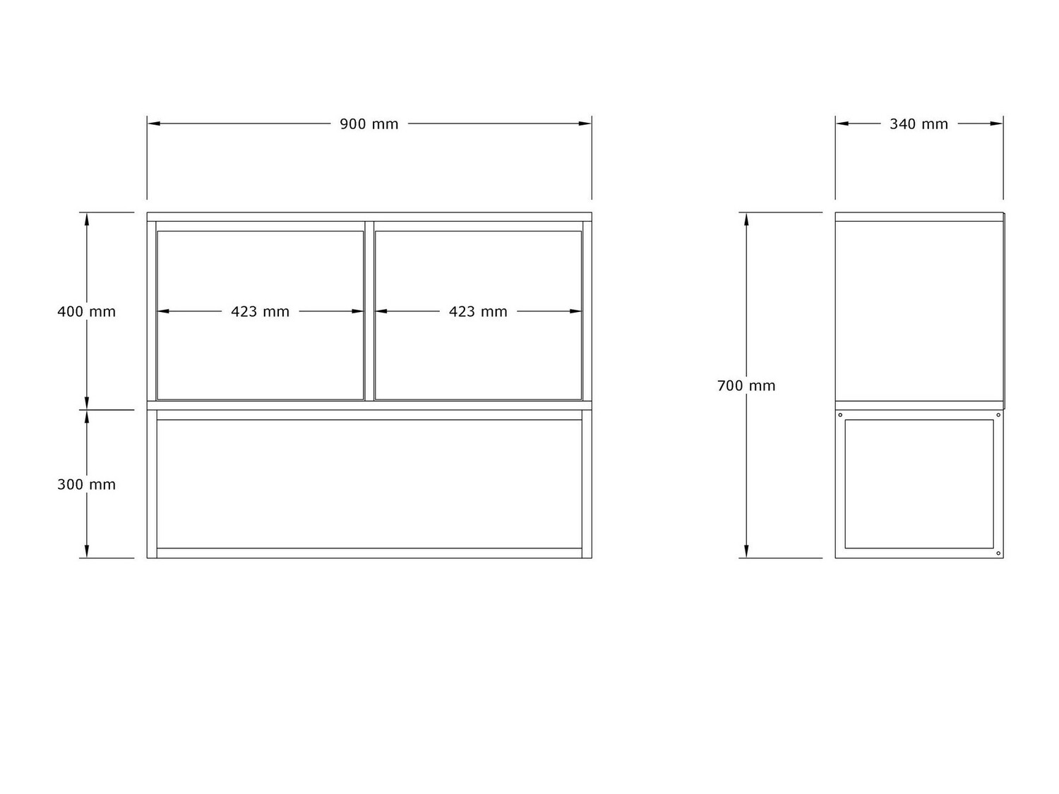 Skapis Kailua 2440 (Balts + Melns)
