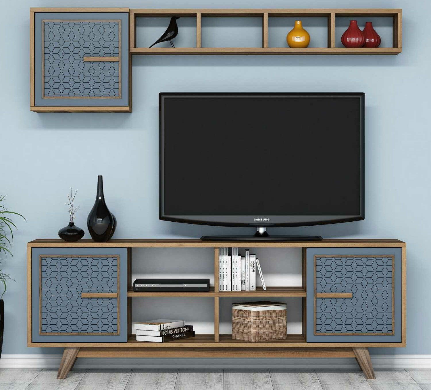 Набор для гостиной Kailua 1590 (Грецкий орех + Синий)