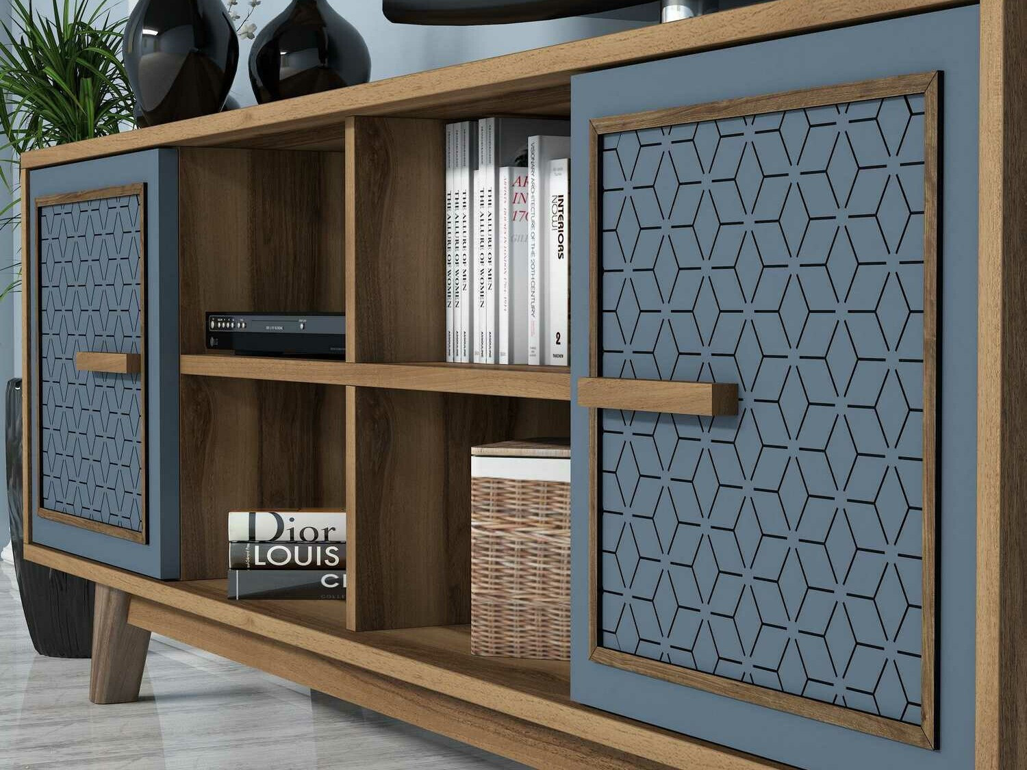 Набор для гостиной Kailua 1590 (Грецкий орех + Синий)