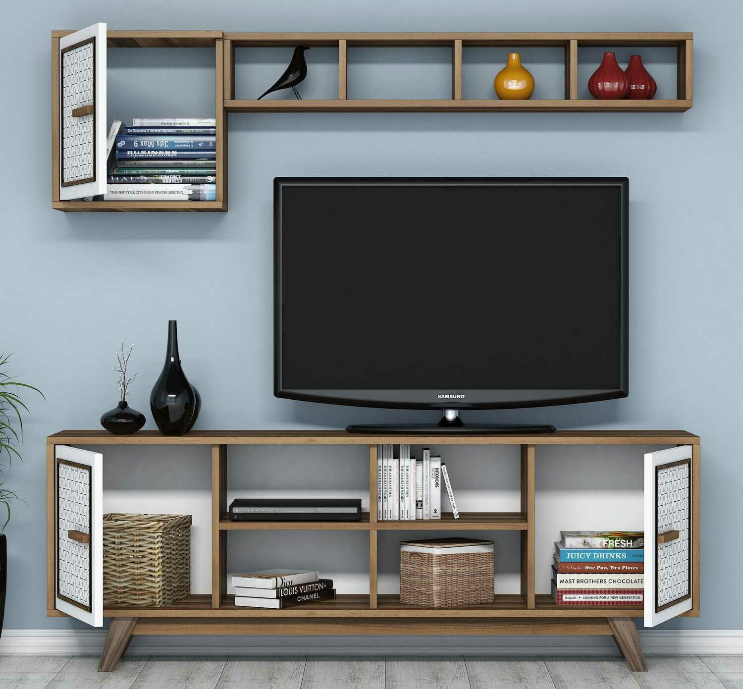 Viesistabas komplekts Kailua 1590 (Riekstkoks + Balts)