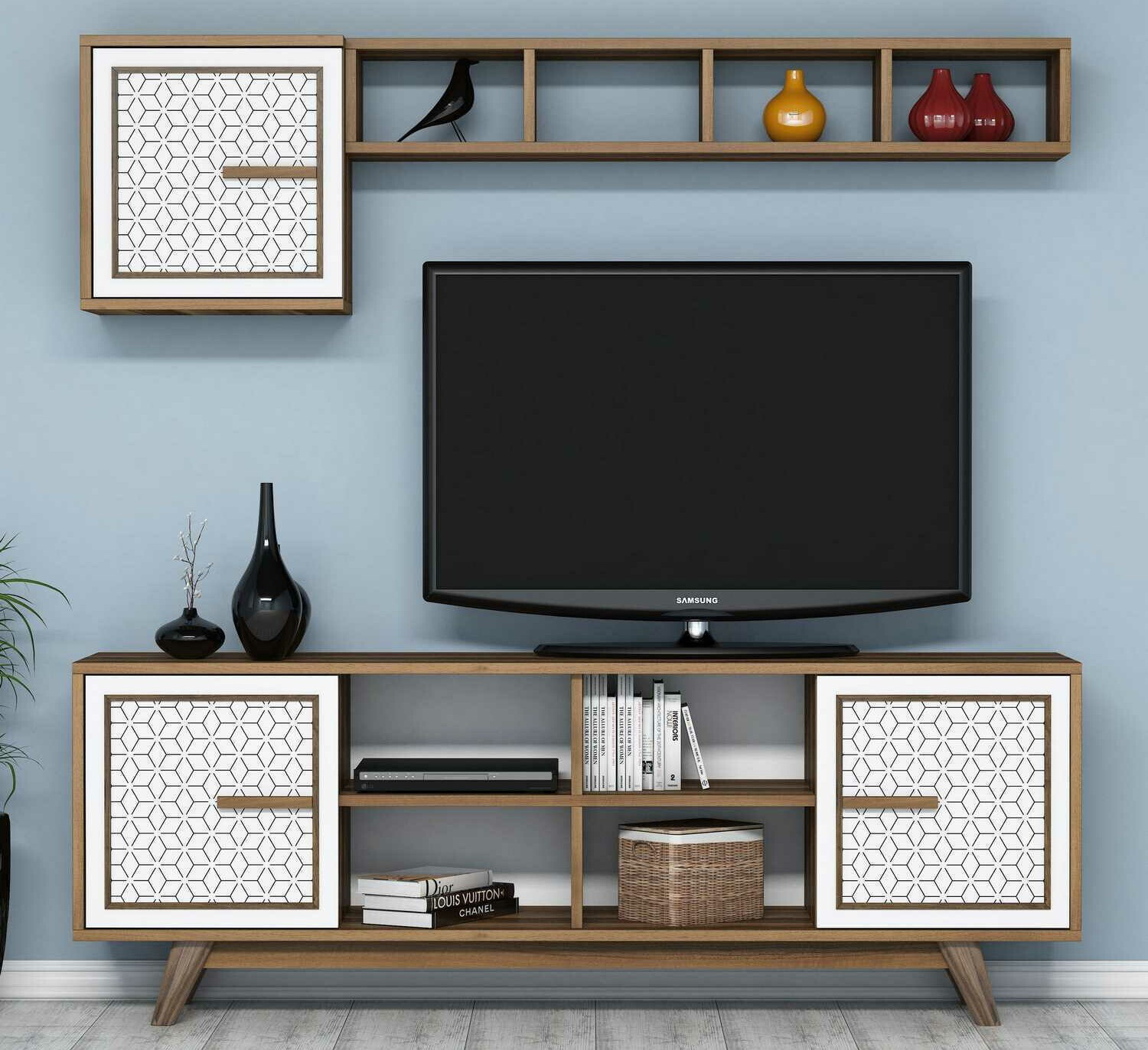 Viesistabas komplekts Kailua 1590 (Riekstkoks + Balts)