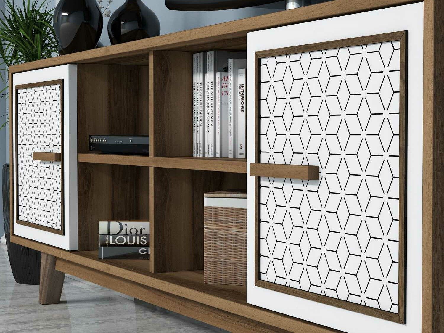 Viesistabas komplekts Kailua 1590 (Riekstkoks + Balts)