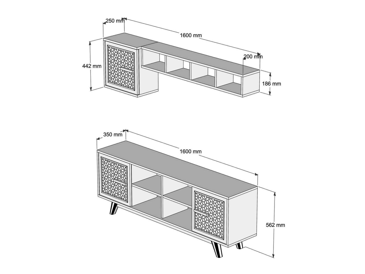 Viesistabas komplekts Kailua 1590 (Riekstkoks + Balts)