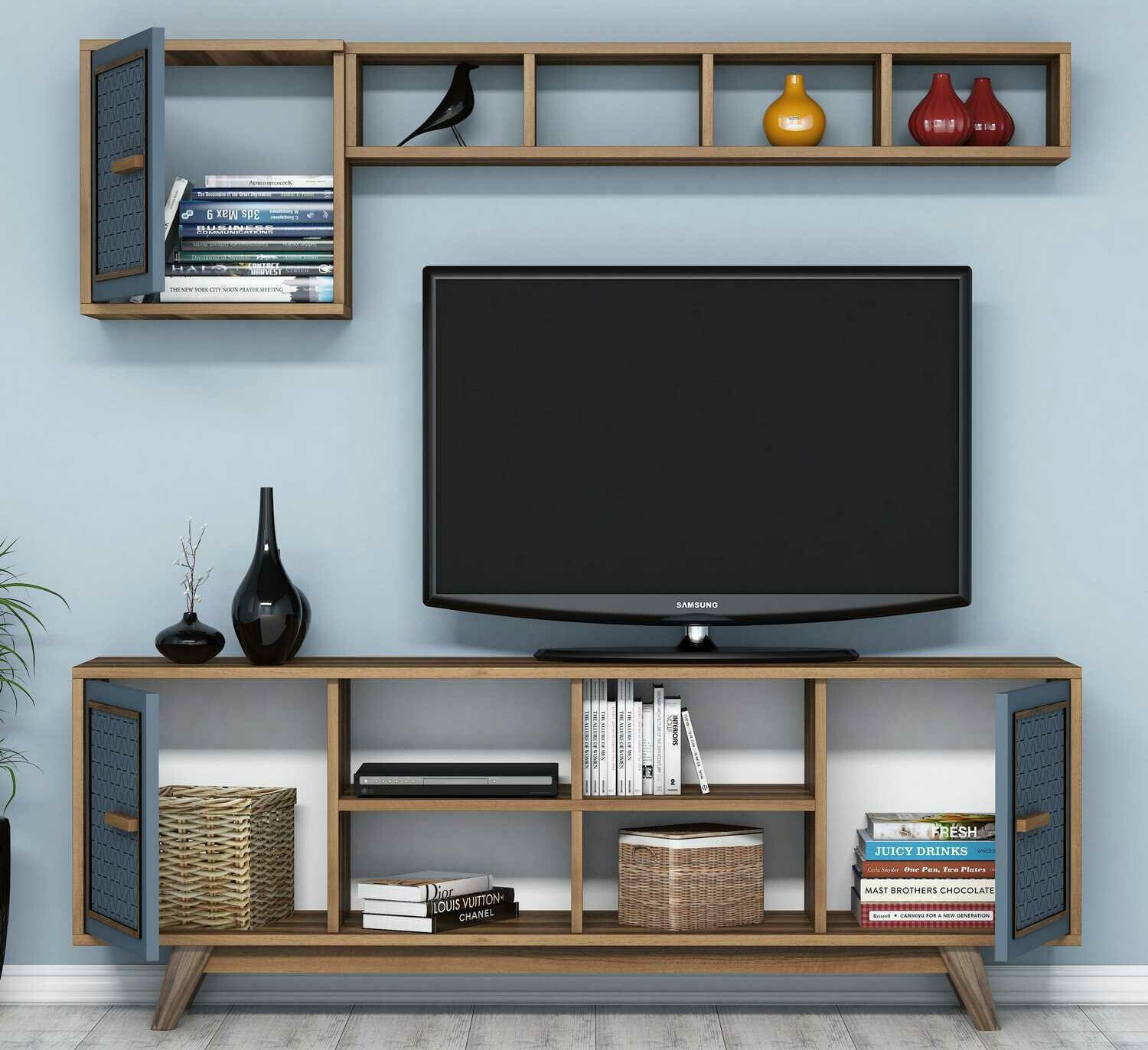 Viesistabas komplekts Kailua 1590 (Riekstkoks + Zils)