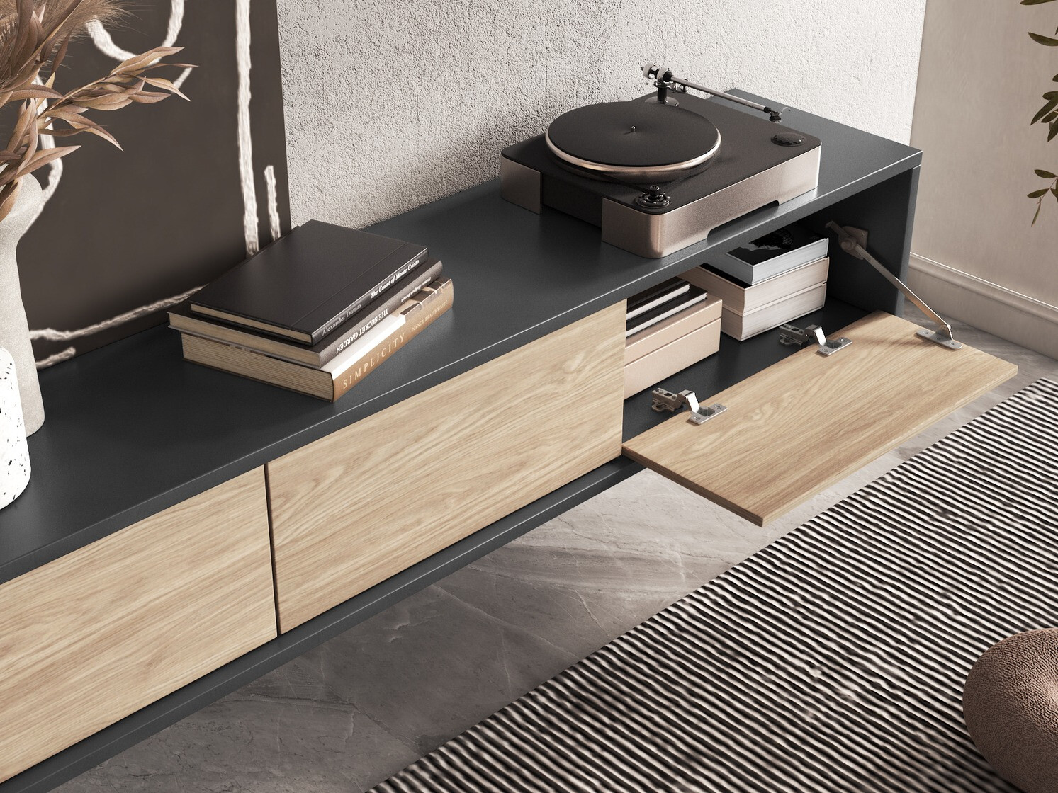 TV galds Austin 324 (Antracīts + Ozols)