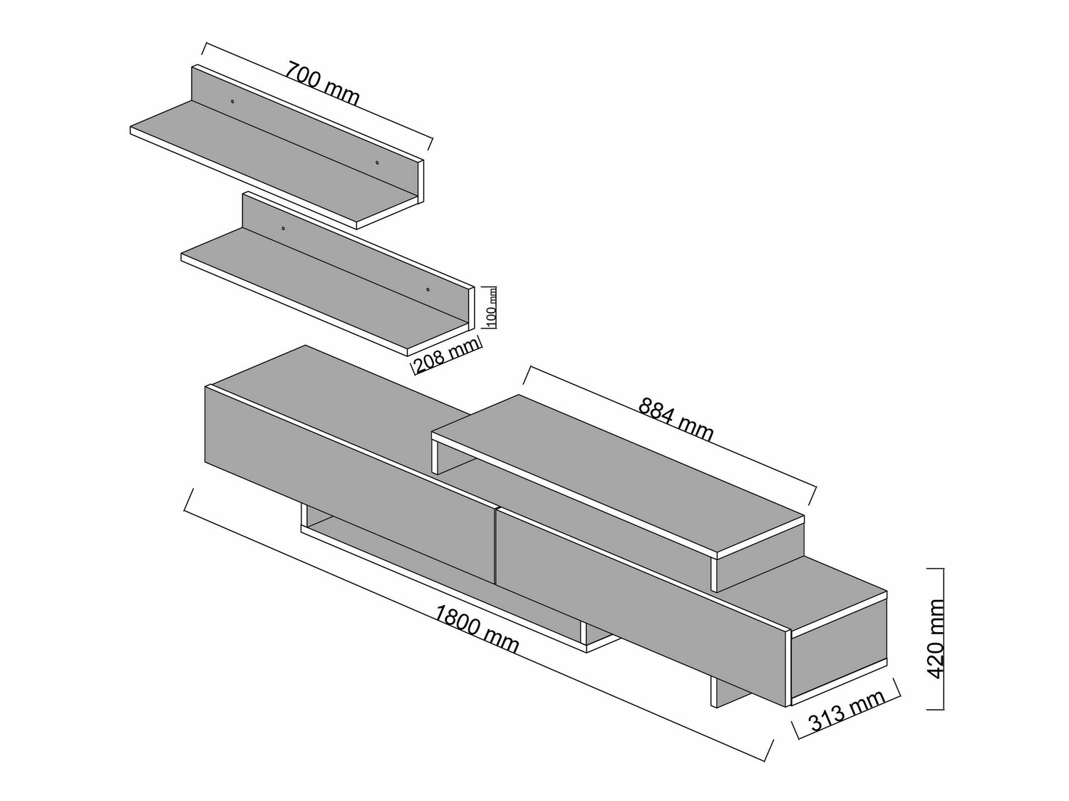 ТВ тумба Kailua 998 (Тик + Белый)