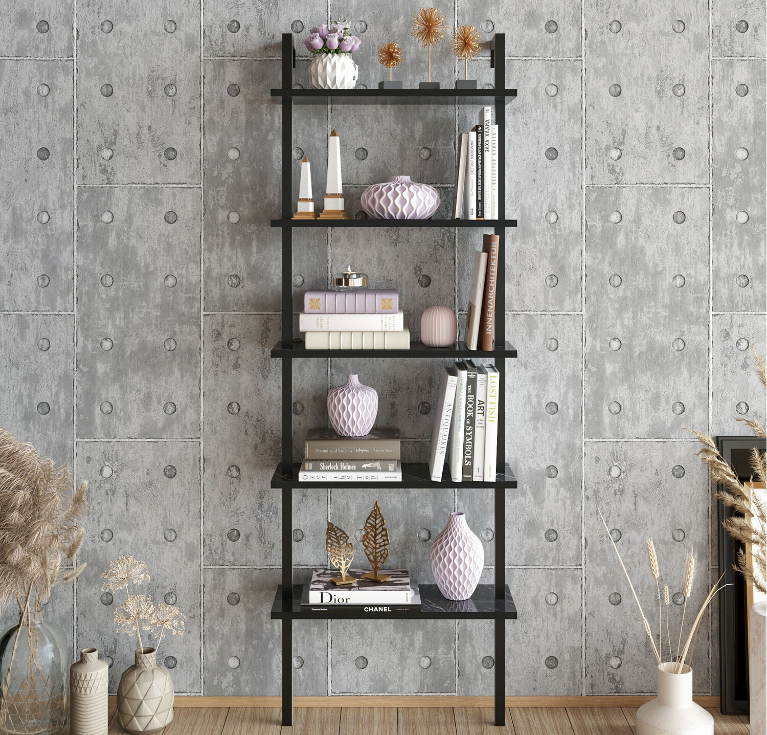 Plaukts Kailua 1027 (Melns + Melnais marmors)