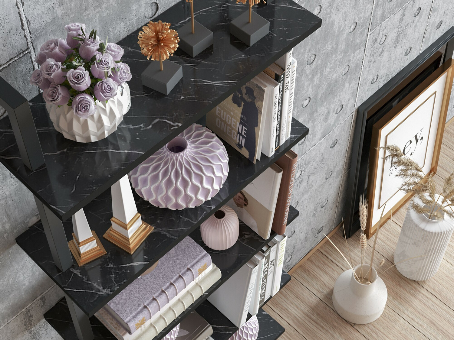 Plaukts Kailua 1027 (Melns + Melnais marmors)