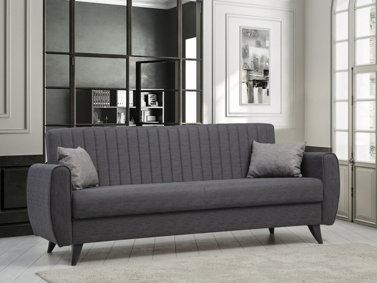 Dīvāns gulta Altadena 597 (Tumši pelēks)