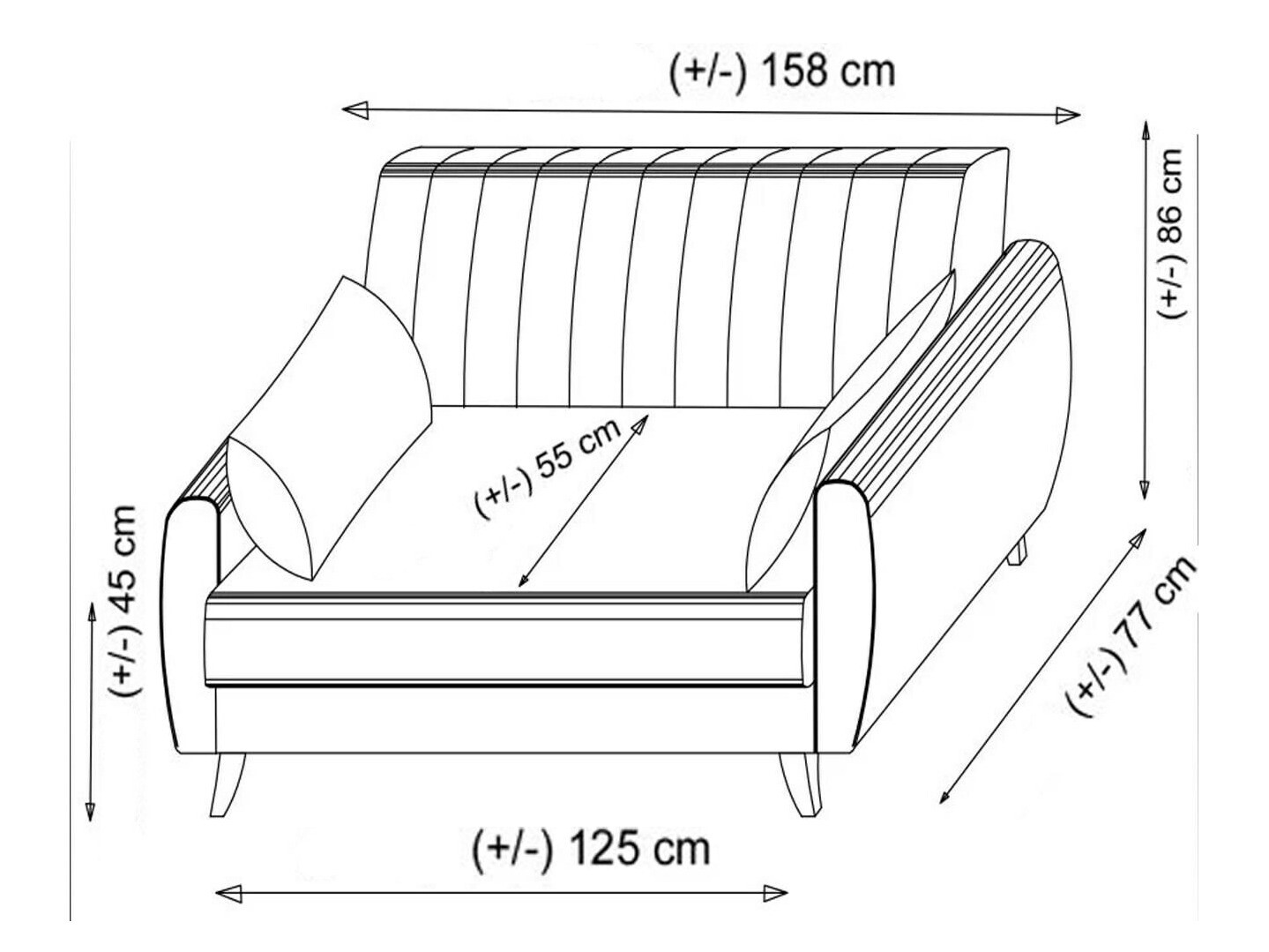 Dīvāns gulta Altadena 599 (Tumši pelēks)