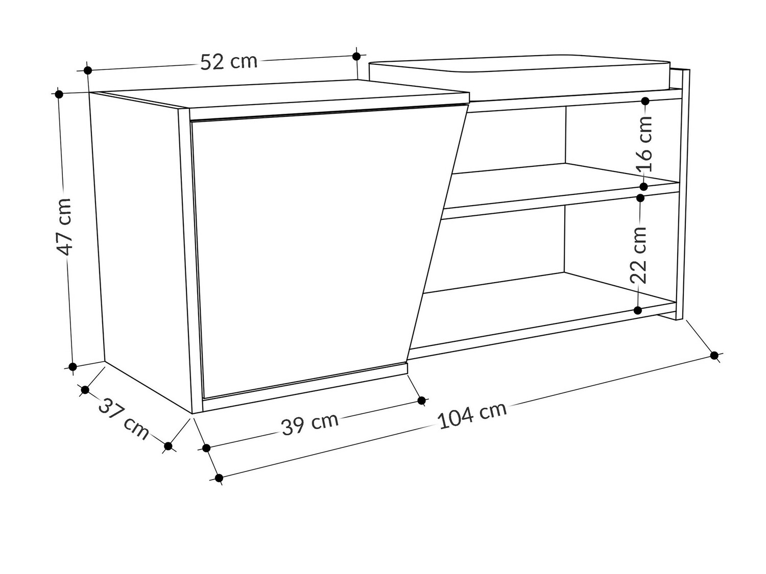 Apavu plaukts Kailua 1081 (Balts + Antracīts)