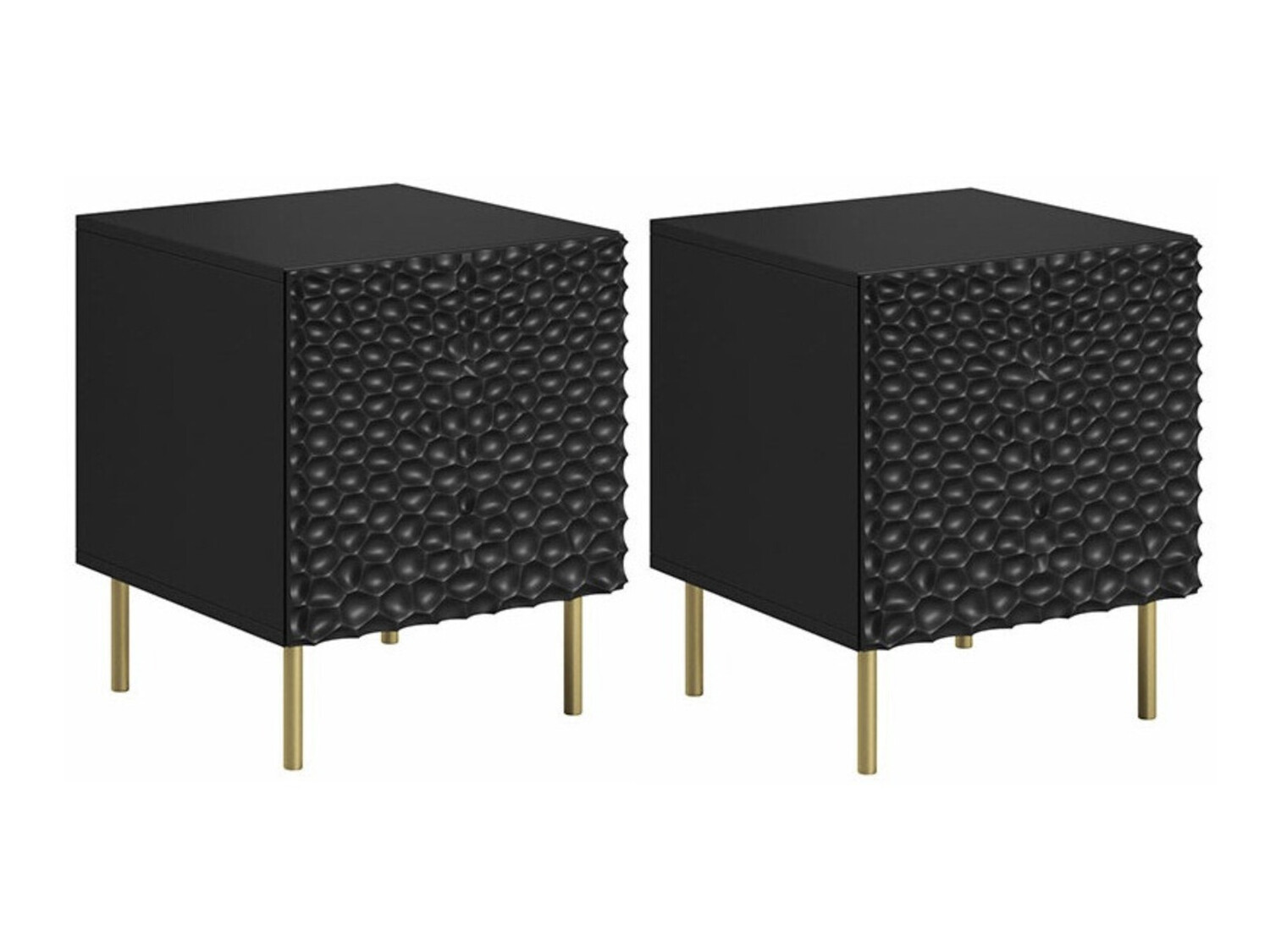 Naktsgaldiņu komplekts Charlotte 172 (Melns + Zelta)