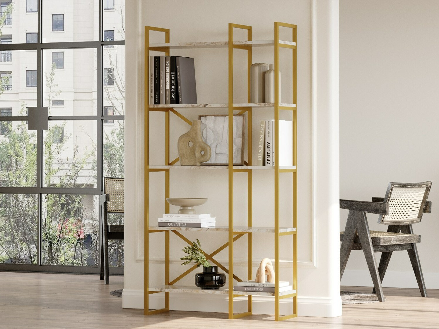 Plaukts Kailua 1082 (Balts marmors + Zelta)