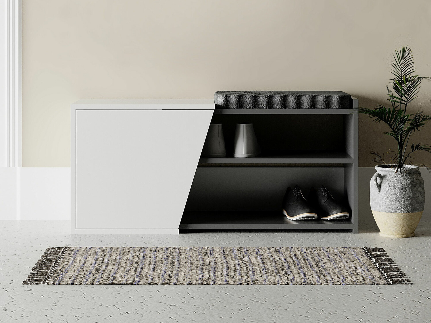 Полка для обуви Kailua 1081 (Белый + Антрацит)