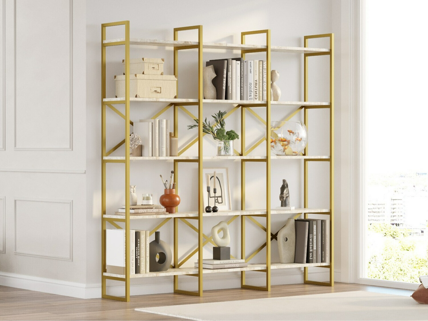 Plaukts Kailua 1093 (Balts marmors + Zelta)