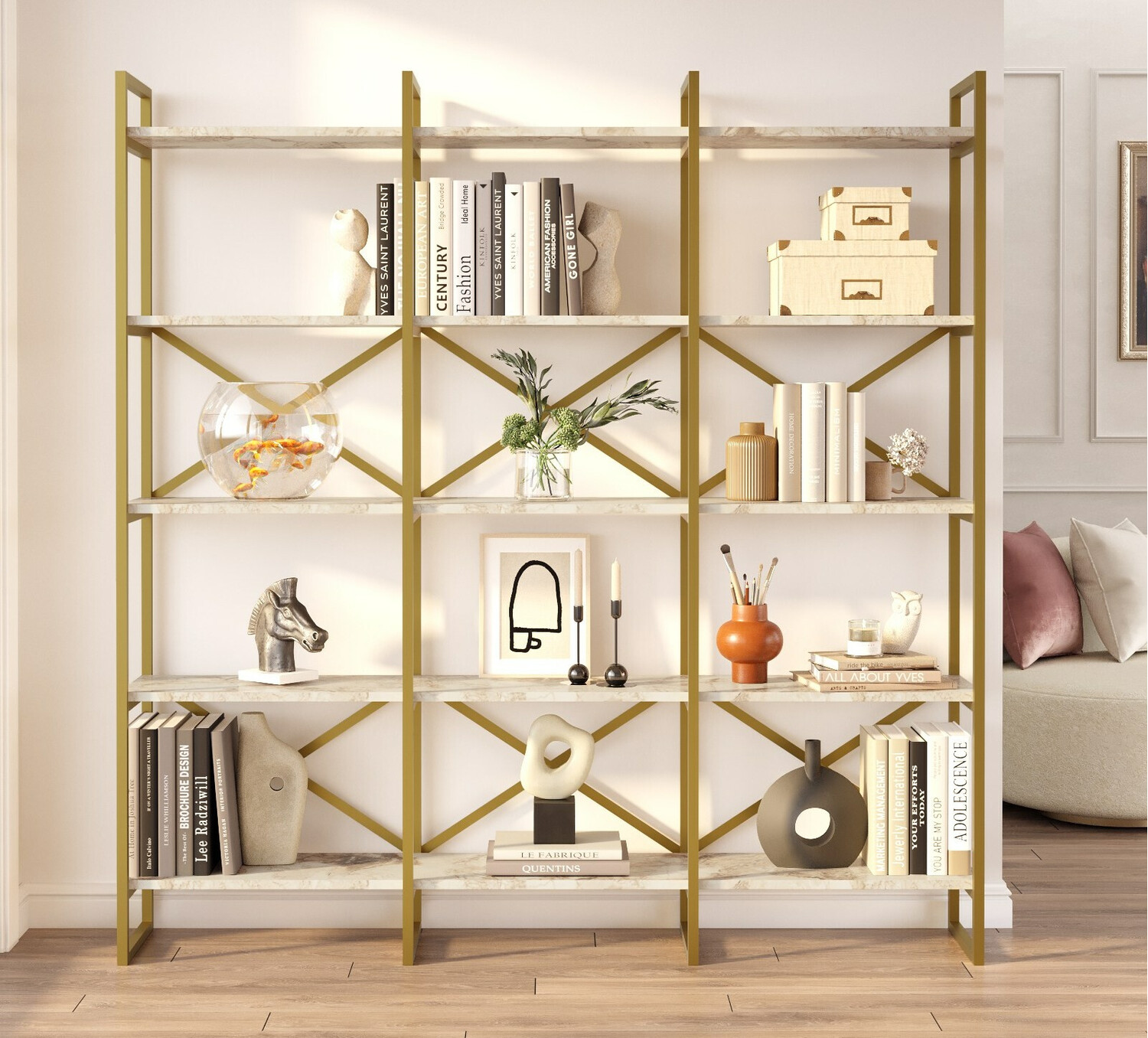 Plaukts Kailua 1093 (Balts marmors + Zelta)