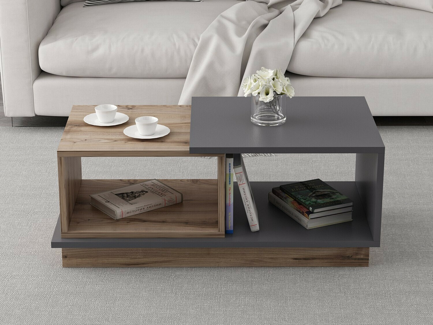 Журнальный столик Kailua 2582 (Антрацит + Дуб)
