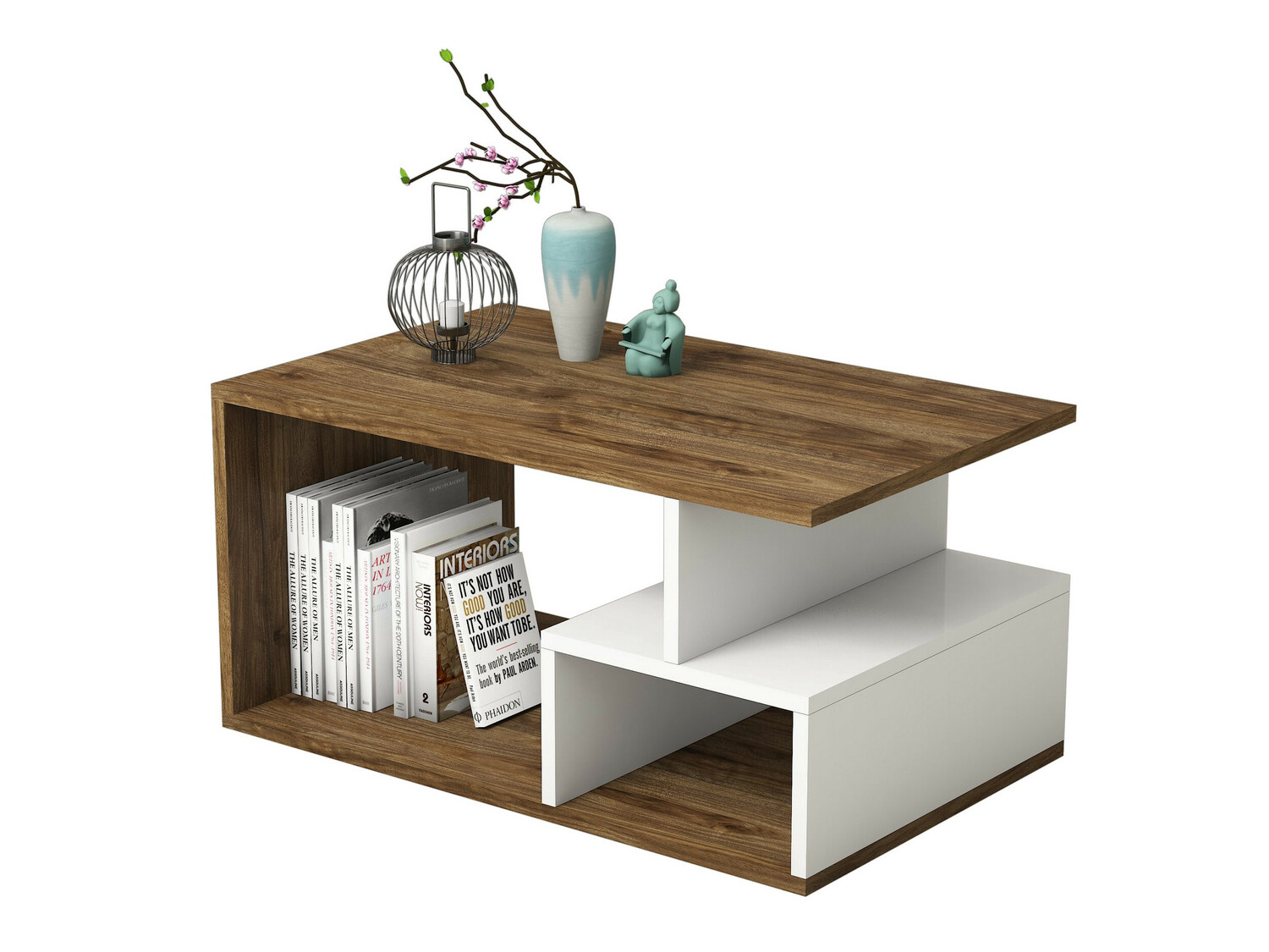 Žurnālu galdiņš Kailua 1104 (Balts + Riekstkoks)